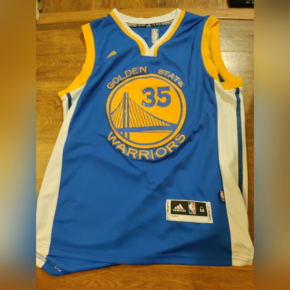 Kevin Durant Golden State Warriors Adidas Blue Gold Jersey NBA Mens Medium